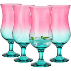 Glasmark KROSNO, 420 ml, Set of 4, Alcoholic Cocktail Glasses, Long Drink Glasses, Cocktail Glasses, Drinking Glasses, Party Glasses, Perfect for Home, Restaurants, Glasses Set, Ombre Style