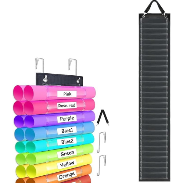 Nicoone Vinyl Roll Holder 60 Compartments, Vinyl Storage Organiser, Vinyl Roll Organiser for Storing Paper, Gift Wrapping Paper, Cross Stitch Embroidery