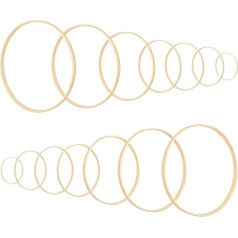 Anruyi Pack of 14 Dream Catcher Rings, Bamboo Floral Hoop Set, Wooden Embroidery Hoops, Crafts, Mobile Ring, Macrame Craft Hoop Rings for DIY Wedding Wreath, Decoration, Dream Catcher and Crafts (7