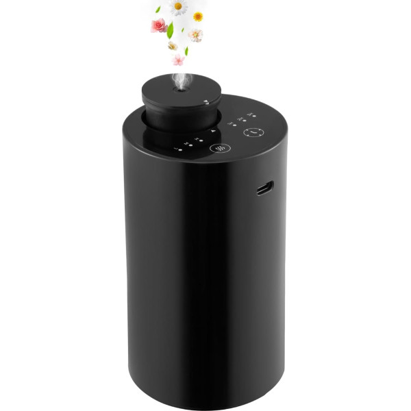 Diffuser Essential Oils Fragrance Mist, Car Aroma Aromatherapy Diffuser, Waterless Essential Oils Diffuser for Home, Portable Essential Oil Aroma Diffuser, Wireless Automatic Fragrance Sprayer (Black)