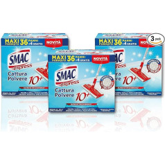 Smac Express Dust Wipes 10+ Compatible with Any Broom 120 Wipes Traps Dust, Dirt and Bacteria Suitable for All Floors and Surfaces 40 Wipes x 3 Packs