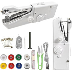 Portable Electric Sewing Machine, Quick Sewing, Easy to Use, Suitable for Beginners and Professionals DIY Clothes (White)