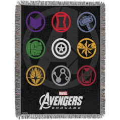 NORTHWEST Marvel Avengers Endgame 'Symbols' Woven Tapestry Throw, 48 x 60 Inch, Multi-Colour