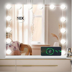 Saimeihome Make-up Mirror with Lighting, Hollywood Mirror with 14 Dimmable Lights in 3 Light Modes, 50 x 40 cm Table Mirror Touch Control Cosmetic Mirror for Dressing Table or Wall Placement