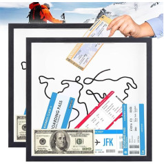 LDHHYH Pack of 2 Adventure Archive Box 30 x 30 cm, Memory Box Picture Frame, Travel Adventure Archive Box, Money Box Picture Frame for Film Trips, Sports Events (Black)