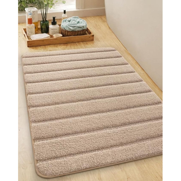 COLOR&GEOMETRY Beige Bath Mat, Non-Slip, Washable, 61 x 152 cm, Absorbent Bath Mats for Bathroom Floor, Laundry Room, Large Bathroom Rug for Outdoor Shower/Bath, in Front of the Sink