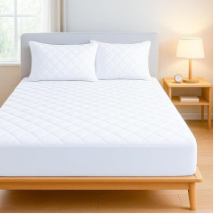 Quilted Mattress Protector for Single Bed, Ultra Soft 3 Layer Design with Deep Skirt, Breathable and Hypoallergenic, Machine Washable Duvet Cover (90 x 190 + 35 cm)