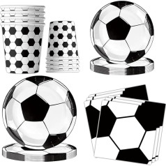 Yhjxly Pack of 50 Football Party Tableware Set, Football Party Decorations, Birthday Party Tableware, Football Plate Set, Football Birthday Decoration, Party Supplies for Girls, Children's Birthday