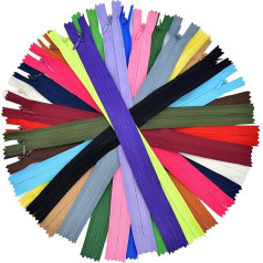 Invisible Zippers, 60 Pieces, Invisible Nylon Zipper for Sewing, Dressmaking, Clothing (20 Colours) (30 cm/60 Pieces)