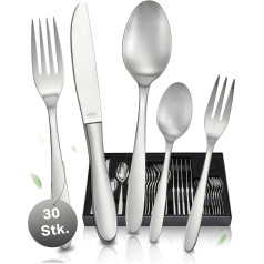 RÖSLE CULTURE Cutlery Set for 6 People, 30-Piece Matt Polished Cutlery Made of 18/10 Stainless Steel, Premium Crockery Set, Dishwasher Safe, in Elegant Gift Box