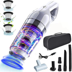 Handheld Vacuum Cleaner, 15000 Pa Handheld Vacuum Cleaner Battery Bagless Test Winner, 120 W Battery Handheld Vacuum Cleaner Wet/Dry, Car Vacuum Cleaner, Wireless Handheld Vacuum Cleaner for Car/Home,