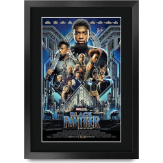 HWC Trading A3 FR Black Panther Chadwick Boseman and Cast Gifts Printed Poster Autograph Picture for Film Memorabilia Fans - A3 Framed