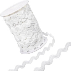 GORGECRAFT 1 Roll 25 Yards RIC Rac Trim Ribbon White Wave Sewing Bending Fringe Trim 8 mm Wide Braid Cords Embellishments for Flower Making Wedding Party Lace Ribbon Craft Cushion