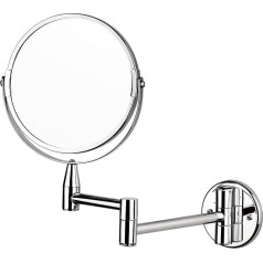 Top Home Solutions® Badezimmerspiegel, Wandmontage, doppelseitig, 3-fache Vergrößerung, ausziehbar, 360° drehbar, rund, für Make-up und Rasur