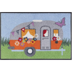 wash+dry Happy Camping Doormat 40 x 60 cm Washable for Indoor and Outdoor Use