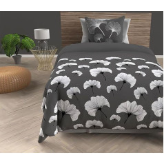 Soleil d'Ocre Comforter + 1 Cut Ginkgo Cover Cotton Grey 140 x 200 cm
