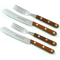 Buckels 4-Piece Cutlery Set Bubinga Marsvogel Solingen # 82 00 06 + 82 46 01 Consisting of 2 x Buckels Knives + 2 x Lunch Forks