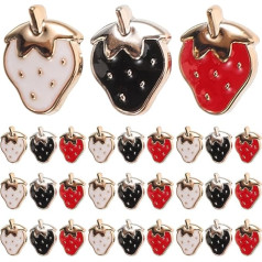 NUOBESTY 30 Pieces Strawberry Buckle Creative Sewing Buttons Ornaments Clothes Sewing Buttons Dress Up Buttons Painting Buttons for Clothes DIY Buttons Resin Kids Clothes Fruit