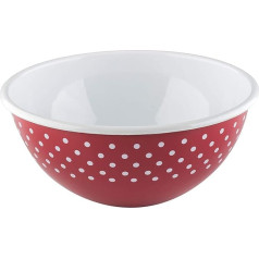 Riess, COUNTRY 0465-077 Fruit and Salad Bowl, Red Dots, Diameter 26 cm, Height 12 cm, Capacity 4.0 Litres, Enamel, Red/White, Induction