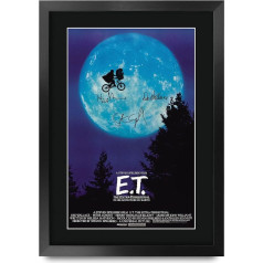 HWC Trading E.T. The Extra-Terrestrial A3 Framed Signed Printed Autographs Picture Print Photo Display Gift For Henry Thomas Dee Wallace Steven Spielberg Film Fans