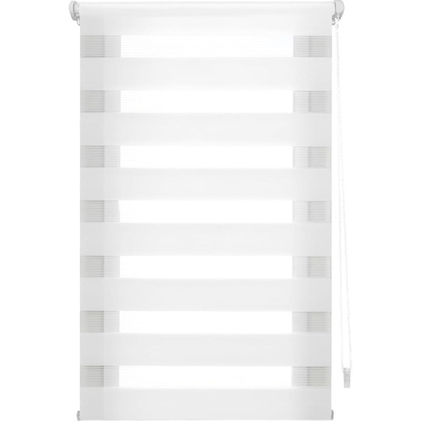 Day and Night Roller Blind without Tools - EasyFix Roller Blind Size 70 x 220 cm Width x Height - Roller Blind No Drilling Fabric Size 67 x 215 cm - Evening and Day Roller Blind White