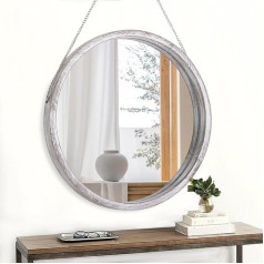 JJUUYOU White Round Mirror, Round Wall Mirror for Bathroom, Vanity, Entryway, Living Room with Metal Frame for Home Decoration