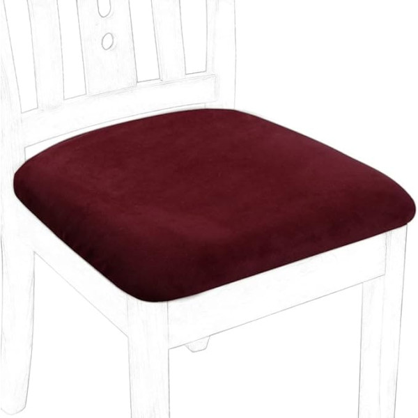 PiccoCasa 4 Pieces Dining Chair Seat Covers with Ties, Velvet Soft Chair Cover Stretch Dining Chair Seat Covers for Kitchen Wedding Hotel Removable Washable Burgundy