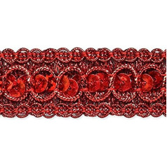 Expo International Trish Sequin Metallic Braid Trim Embellishment, 20-Yard, Red
