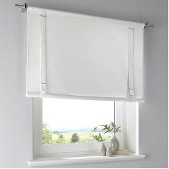 Tim White Roman Blind 100% Cotton Country House Curtain with Drawstring Width 80 cm x Height 100 cm