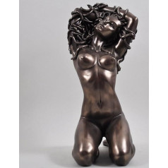 The Temptation of Medusa Bronzed Figurine Erotic Busty Nude Female Statue