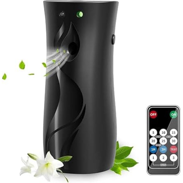 Automatic Air Freshener Spray Dispenser, Wall/Stand, Battery Operated Fragrance Sprays, Perfume Dispenser, Multiple Time Fragrance Release Settings for Home, Office, Hotel, Black