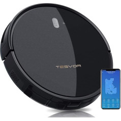 Tesvor M1 Robot Vacuum with 4000 PA Power Performance, WLAN Robot Vacuum Cleaner with Room Map in Real Time, Optimised for Animal Hair, Allergens, Smooth and Carpeted Floors with Alexa/Google App