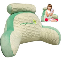 HYSMF Reading Pillow for Kids, Sit On Bed Backrest Support, Back Cushion for Sitting in Bed for Reading, Design, Cute Back Cushion for Adults and Kids, Green-L