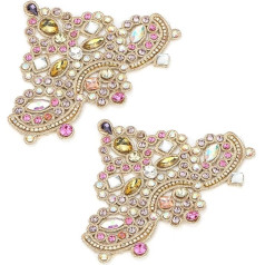 2 Pieces Rhinestone Crystal Applique Sew On Faux Pearl Applique with Exquisite Craftsmanship for Clothes Shoes Bags Decoration(06 Pink)