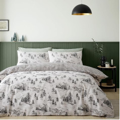 Catherine Lansfield Alpine Village Brushed Cotton Duvet Cover Set With Pillow Case - Natural