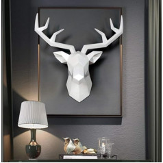 Garneck Artificial Deer Head Animal Head Wall Mount Sculpture Wall Decor for Living Room Bedroom Office