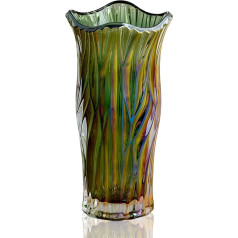Glass Flower Vase Large Tall Crystal Flower Vases Colorful Flower Vase Plant Container Home Dining Table Gift Wedding Housewarming Party (Colorful Green)