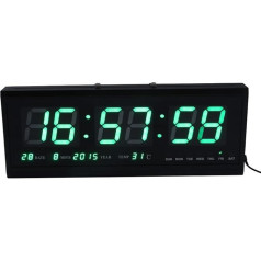 GOTOTOP Electronic LED Wall Clock Digital with LED Display and Temperature for Office, Room, Gym, Changing Room, Conference Room, Shop, Bar, Kitchen 48 x 18.5 x 5 cm (Green)