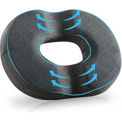Seat Cushion Orthopaedic Seat Ring Haemorrhoids Coccyx Cushion, Doughnut Seat Ring Coccyx Relief for Car, Sofa, Office & Wheelchair, Black, 36 x 44 x 7 cm