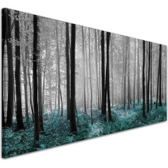 Wallfillers Modern Black White Teal Woodland Scenes Canvas Prints of Forest Trees