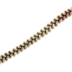 20 Metres Braided Lace Ribbon 1.2 cm Width, Braid Trim Trimming, Lace Trim Ribbons for DIY Sewing Crafts, Table Decoration, Clothing, Curtain, Gift Ribbon, Gold Black
