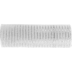 YYCRAFT Decorative Polymer Mesh Ribbon 10 Metres for DIY Decorations/Wreaths, White/Silver, 10