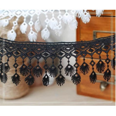 Fransenbesatz， Vorhangbesatz-Applikation, 4,5 m, Stickerei, Spitzenbesatz, Fransen, DIY, Nähen, Kleidung, Kleid, Verzierung(Black)