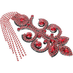 DIYEAH Retro dekorative Schulterstempel Fransen Epaulette Damen Accessoires Verzierungen für das Handwerk Schulterklappen für Frauen Schulterklappen mit Strassquaste Strasssteine rot