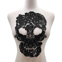 Locomo Large Skull Bone Lace Applique Sew On Back Patch Embroidered Dress Bridal Flowers Embellishment Couture Designer Dress DIY Motif Decoration
