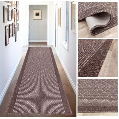 Tadi & Imperio1979 Long Rug for Hallway, Kitchen, Non-Slip Taupe and Charcoal Machine Washable and Hand Washable
