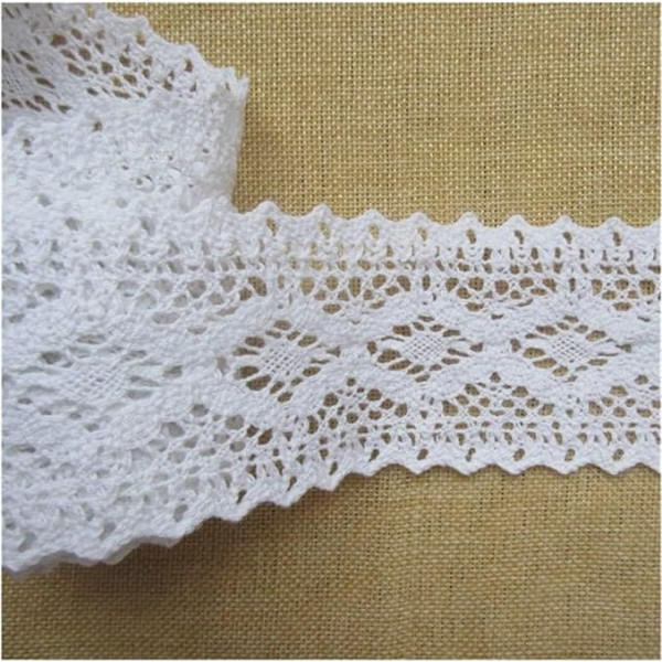 Verzierungen für Kleidung, Bänder zum Nähen, 5 Meter Baumwoll-Häkelspitzen-Bordüre, Weiß (Weiß)