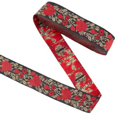 PH PandaHall 9.14 m Floral Jacquard Ribbon, 32 mm Emobridered Woven Ribbon Boho Ribbon Lace Trim for Sewing, for Handmade Bags, Curtain Covers, DIY Clothing Decoration