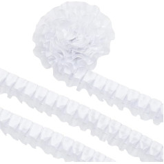 10 Yards White Organza Ruffle Fabric, 1.9 Inch Organza Ruffled Fabric Lace Fabric for Halloween Sewing Dress Bag Costume Decoration Trimming and Crafts