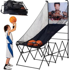 FAcoLL Foldable Basketball Arcade Game, Portable Basketball Shooting Machine with 8 Game Modes, 4 Balls and LCD Scoreboard for Children and Adults Pitching Training